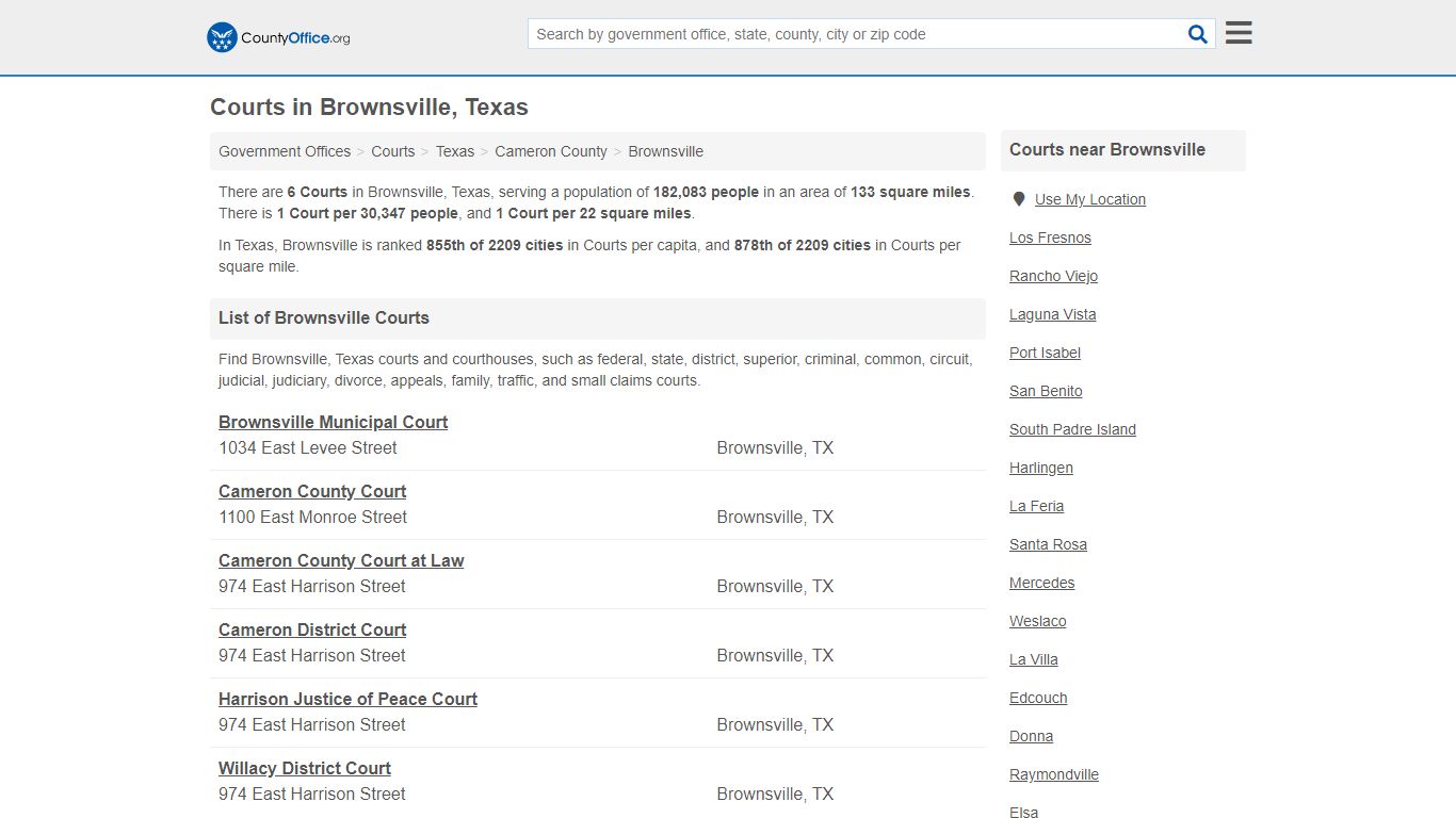 Courts - Brownsville, TX (Court Records & Calendars) - County Office